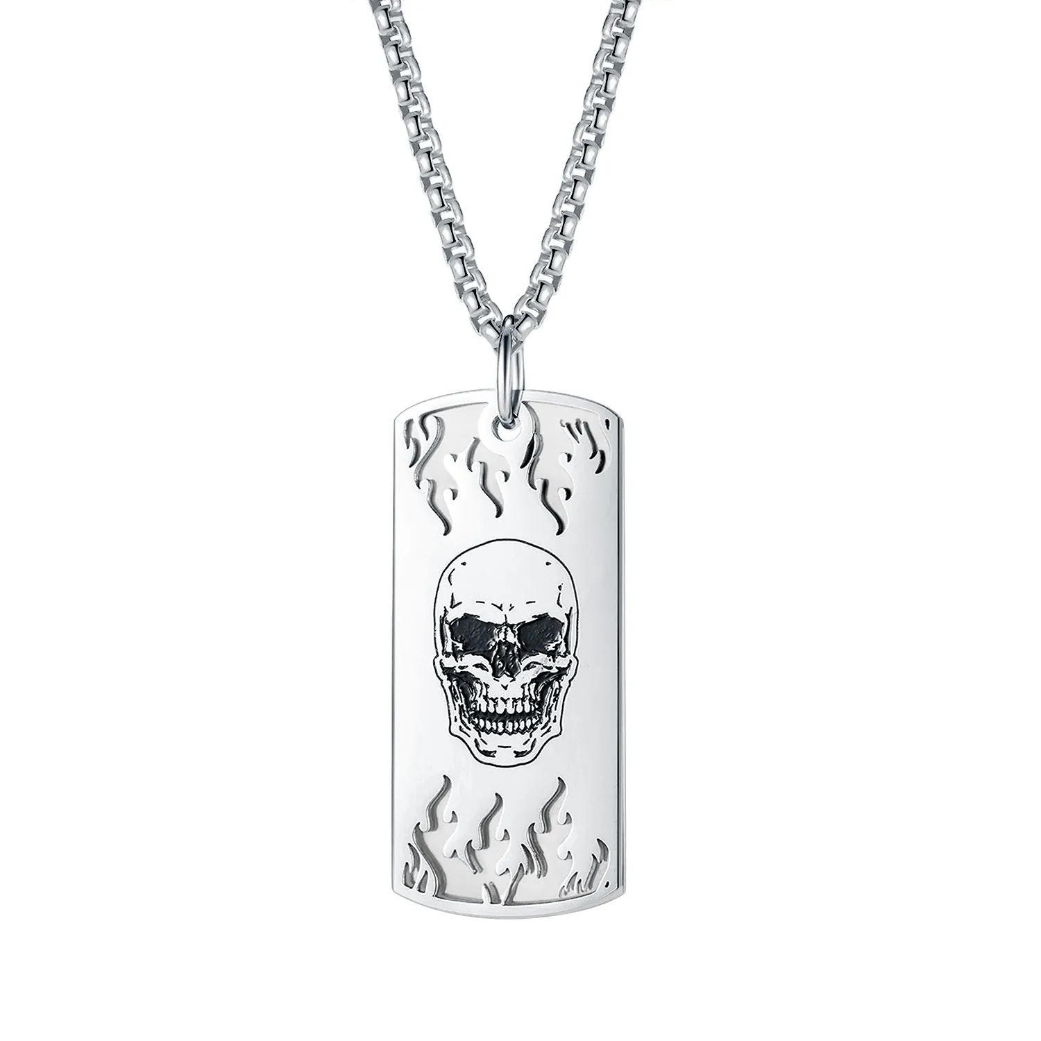 Men's Fashion Hip Hop Skull Tag Pendant Necklace