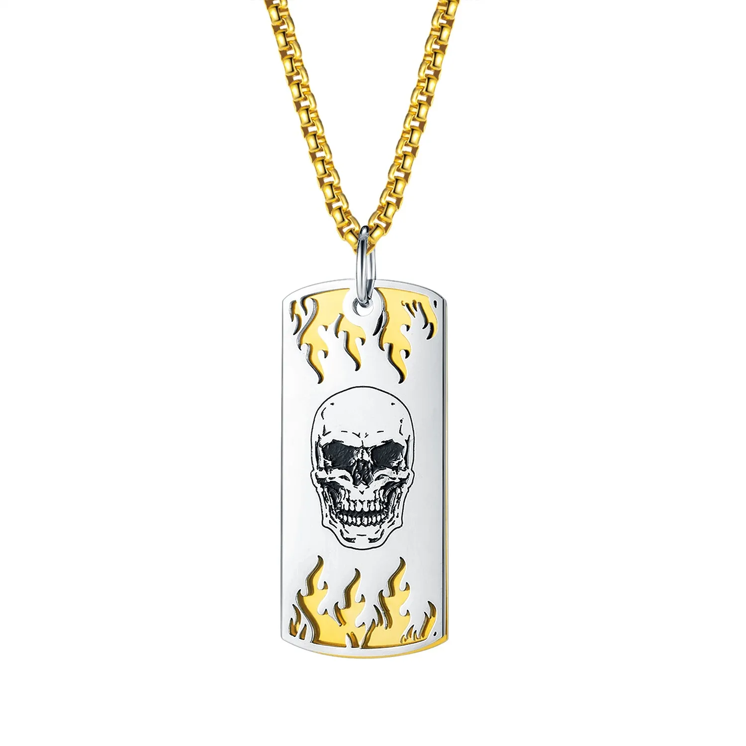 Men's Fashion Hip Hop Skull Tag Pendant Necklace