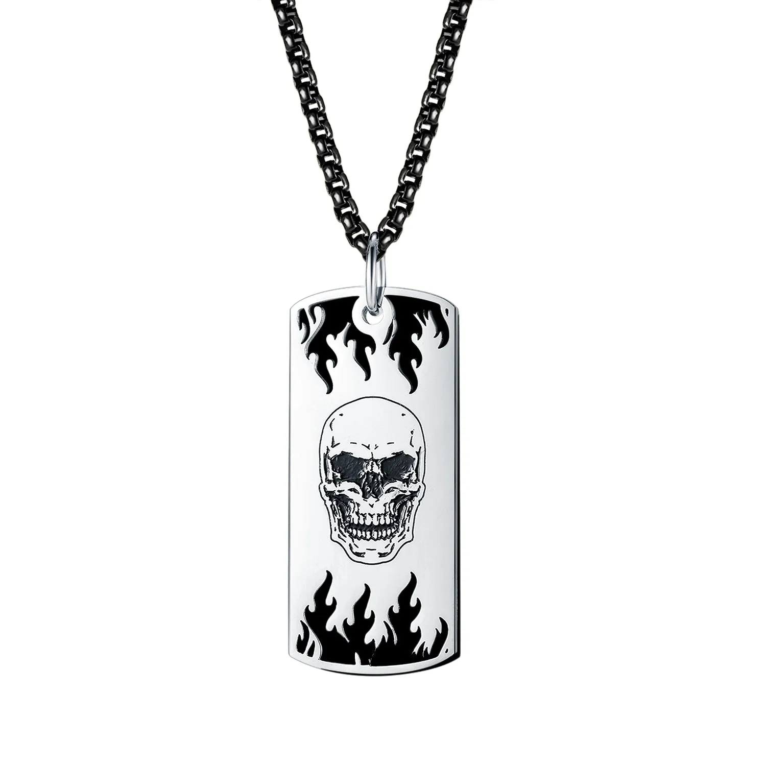 Men's Fashion Hip Hop Skull Tag Pendant Necklace