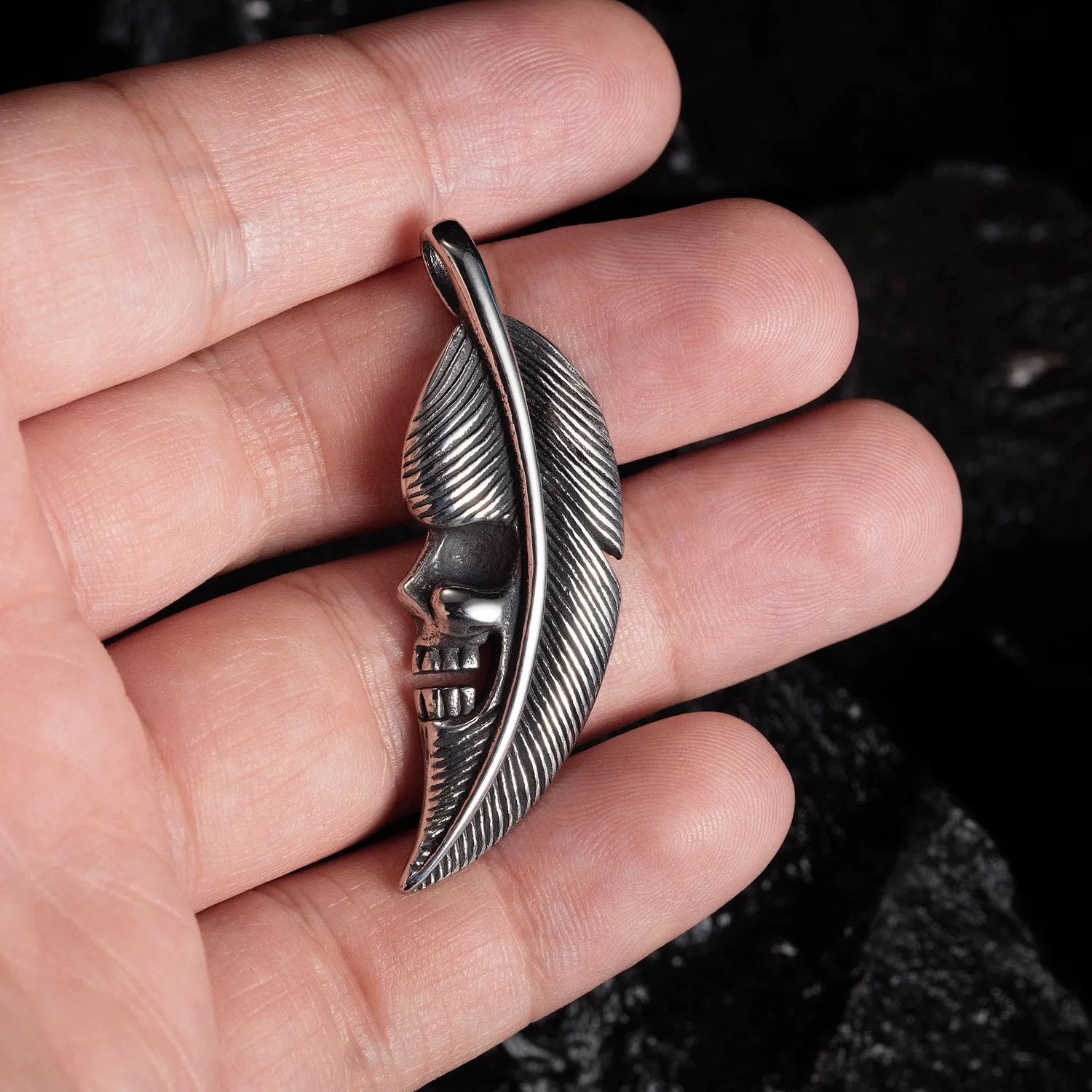 Men's Fashion Skull Leaf Pendant Necklace