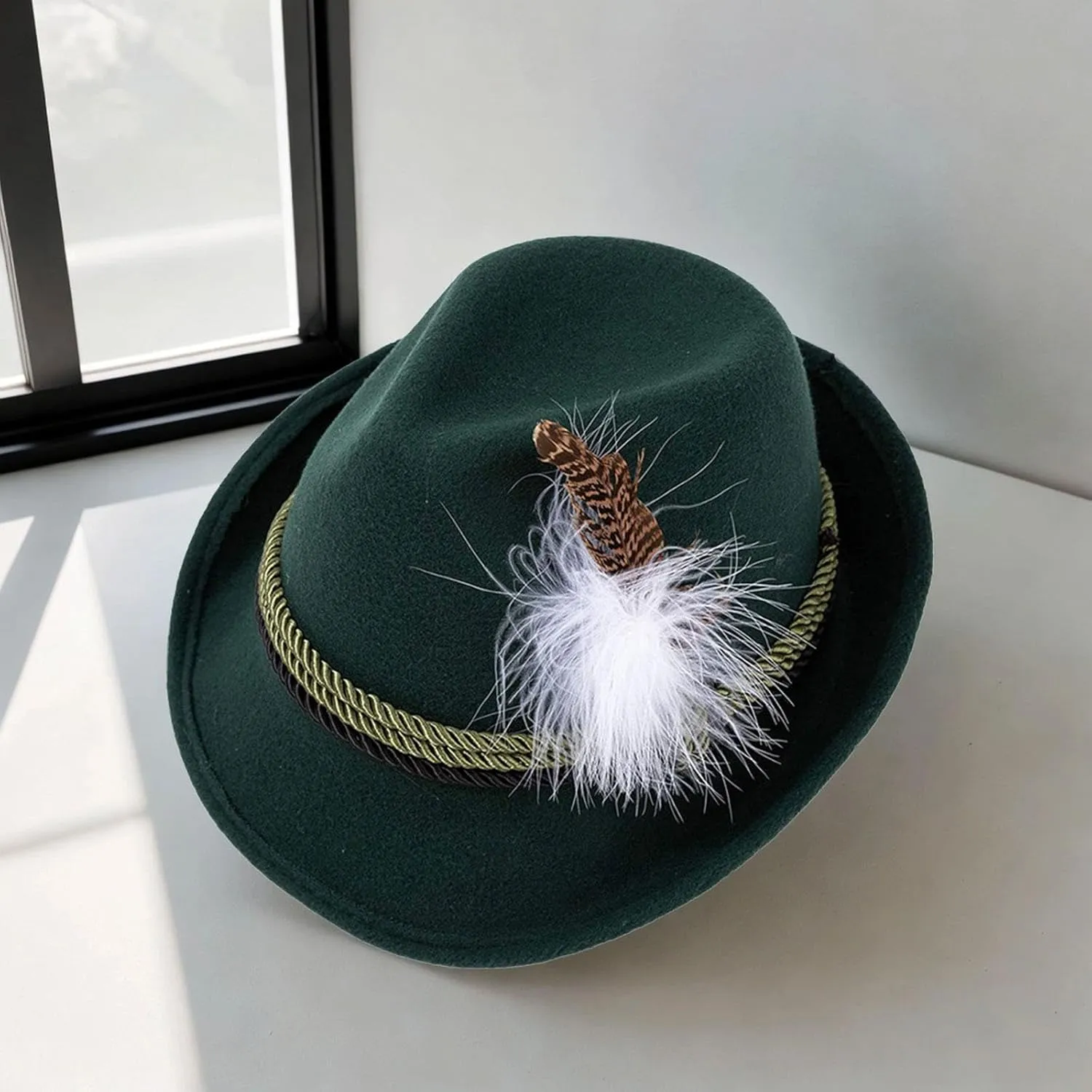 Men's Fedora Hat with Curled Brim for Travel and Events