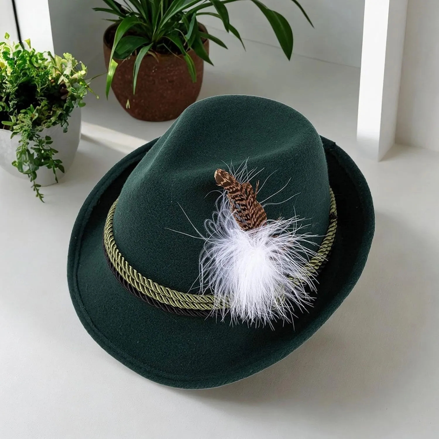 Men's Fedora Hat with Curled Brim for Travel and Events