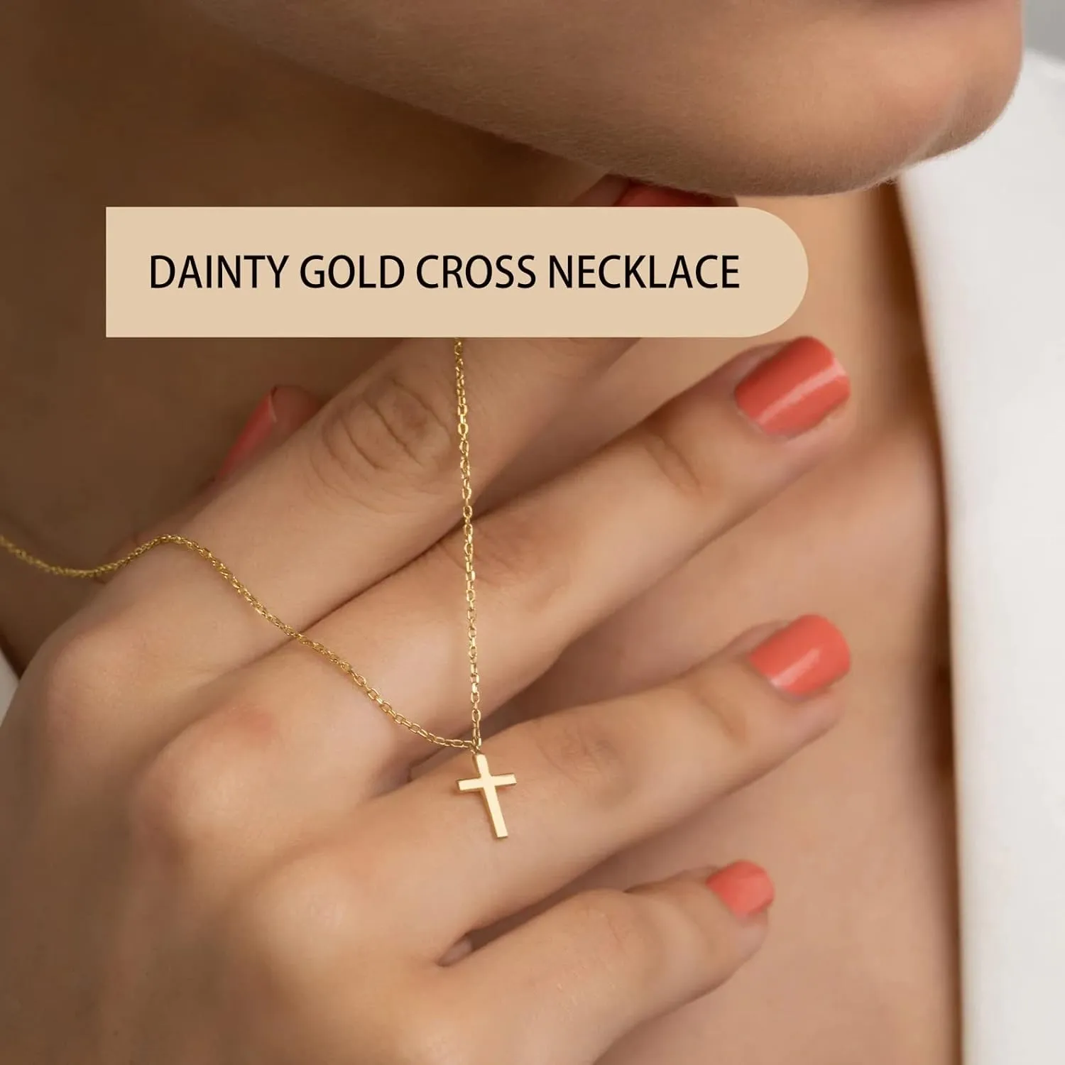 Moodear Cross Necklace for Women - Dainty 14K Gold Plated/Sterling Silver/Rose Gold Layered Cross Pendant Simple Cute Necklaces for Women Trendy Jewelry Gifts