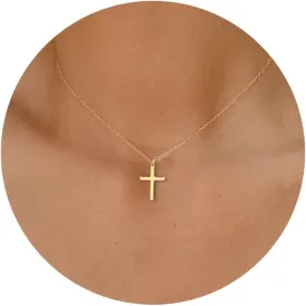Moodear Cross Necklace for Women - Dainty 14K Gold Plated/Sterling Silver/Rose Gold Layered Cross Pendant Simple Cute Necklaces for Women Trendy Jewelry Gifts