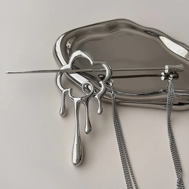 New Chinese Liquid Shape Metal Tassel Hairpin