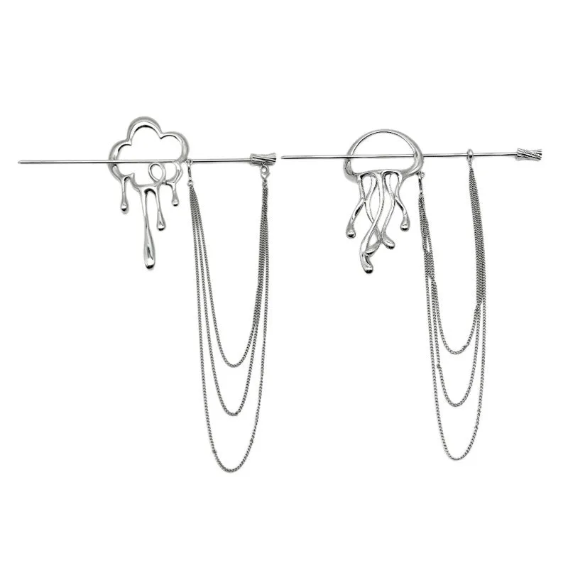 New Chinese Liquid Shape Metal Tassel Hairpin