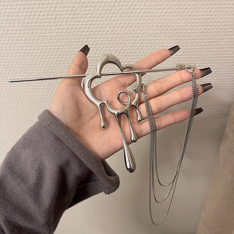 New Chinese Liquid Shape Metal Tassel Hairpin