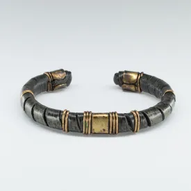 Organic Leather, Stainless Steel, Open Cuff Bangle Design, Adorable Wristband
