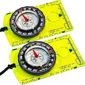 Pack of 2 Orienteering Compass Hiking-Compasses boy Scout Kids- Magnetic Gear Set Navigation map- Brujulas orientacion-Backpacking Camping Hunting Survival.