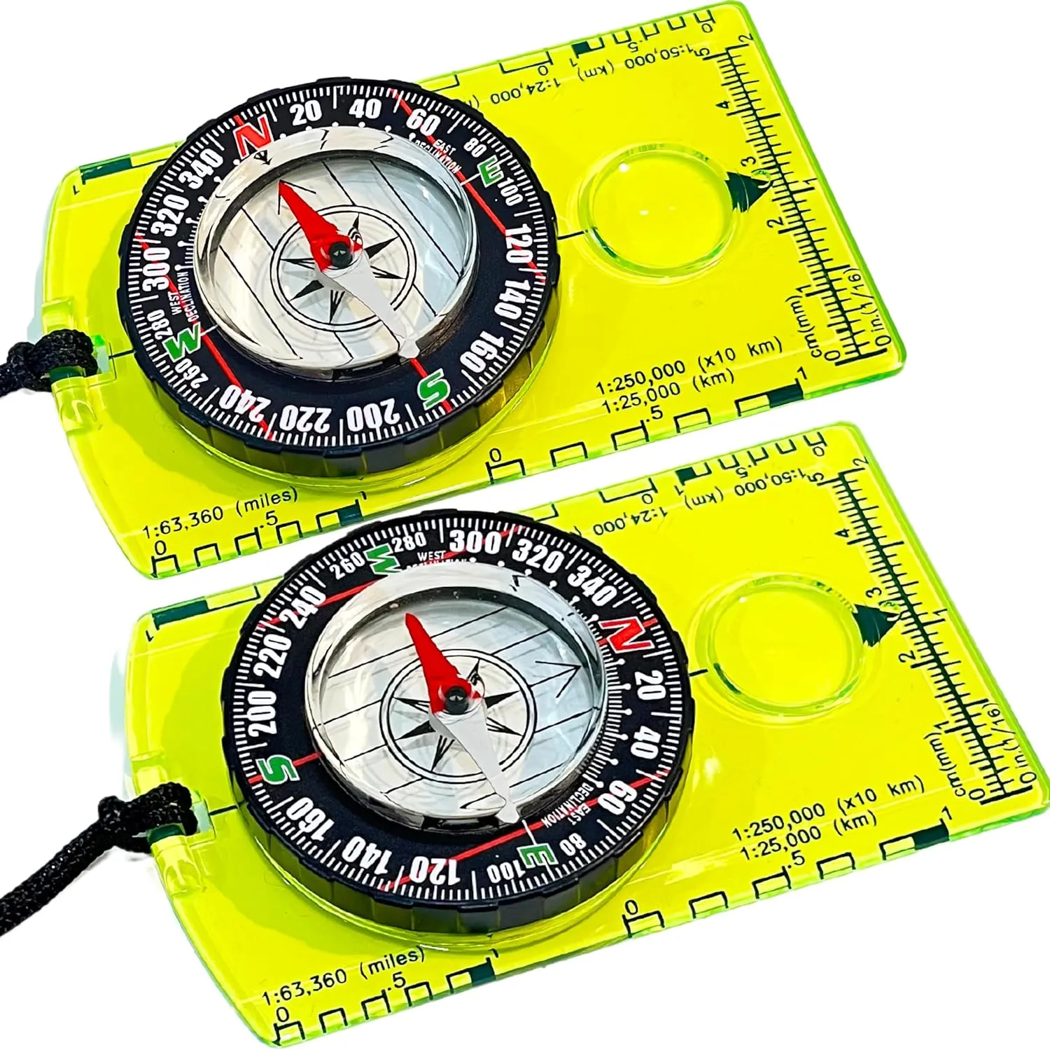 Pack of 2 Orienteering Compass Hiking-Compasses boy Scout Kids- Magnetic Gear Set Navigation map- Brujulas orientacion-Backpacking Camping Hunting Survival.