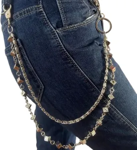 PINKPIN Wallet Pants Keychain with Dice for Jeans, Wallets, and Belts, Punk Rock and Casual Streetwear Clothing Accessories Layered Chain for Men Women