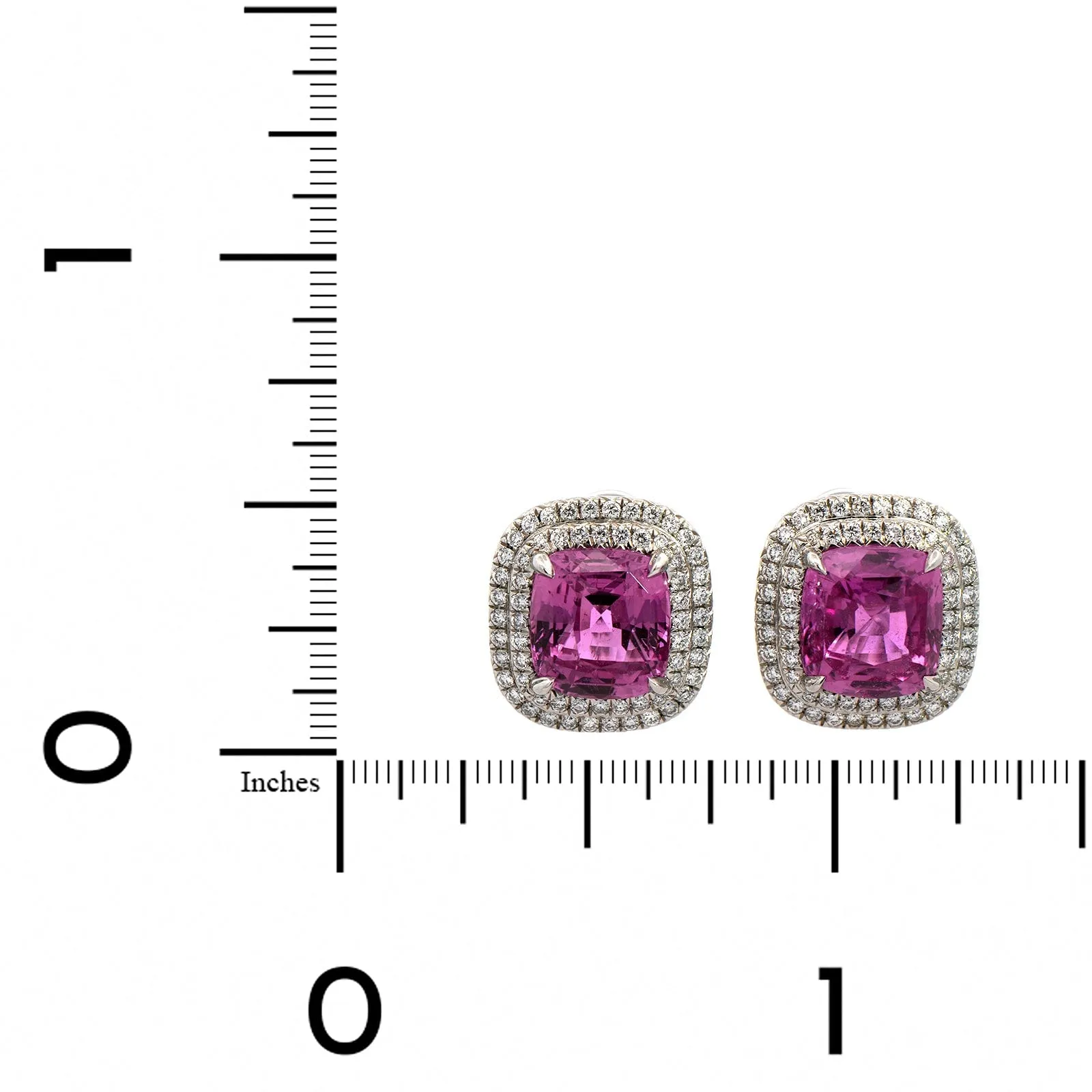 Platinum Pink Sapphire and Diamond Stud Earrings