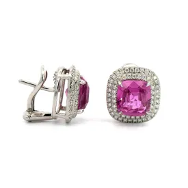 Platinum Pink Sapphire and Diamond Stud Earrings