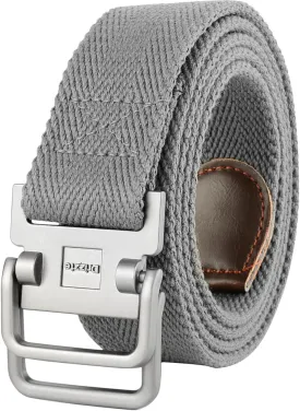 Plus Size 39-75'' Mens Belt Double Ring Canvas Web Fabric Belt Casual Work Tactical Black