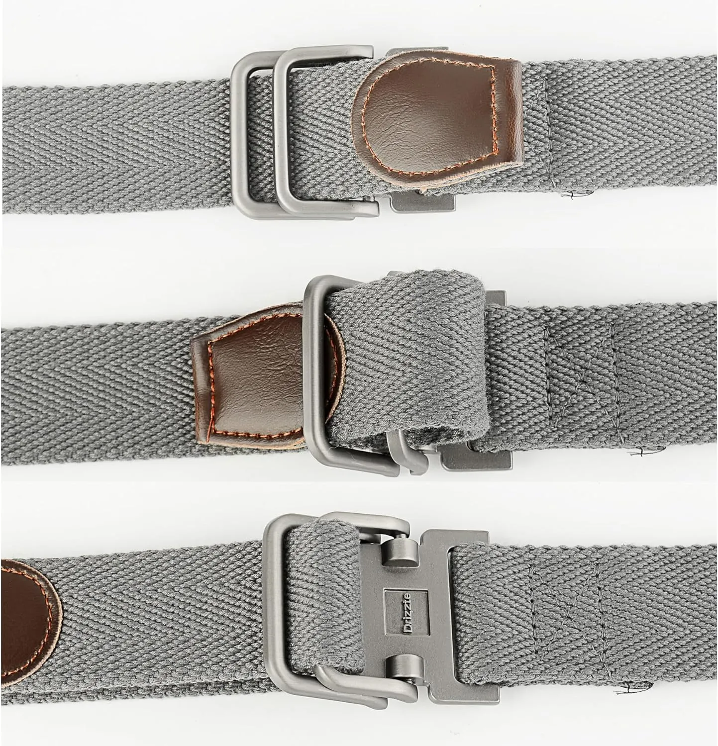 Plus Size 39-75'' Mens Belt Double Ring Canvas Web Fabric Belt Casual Work Tactical Black