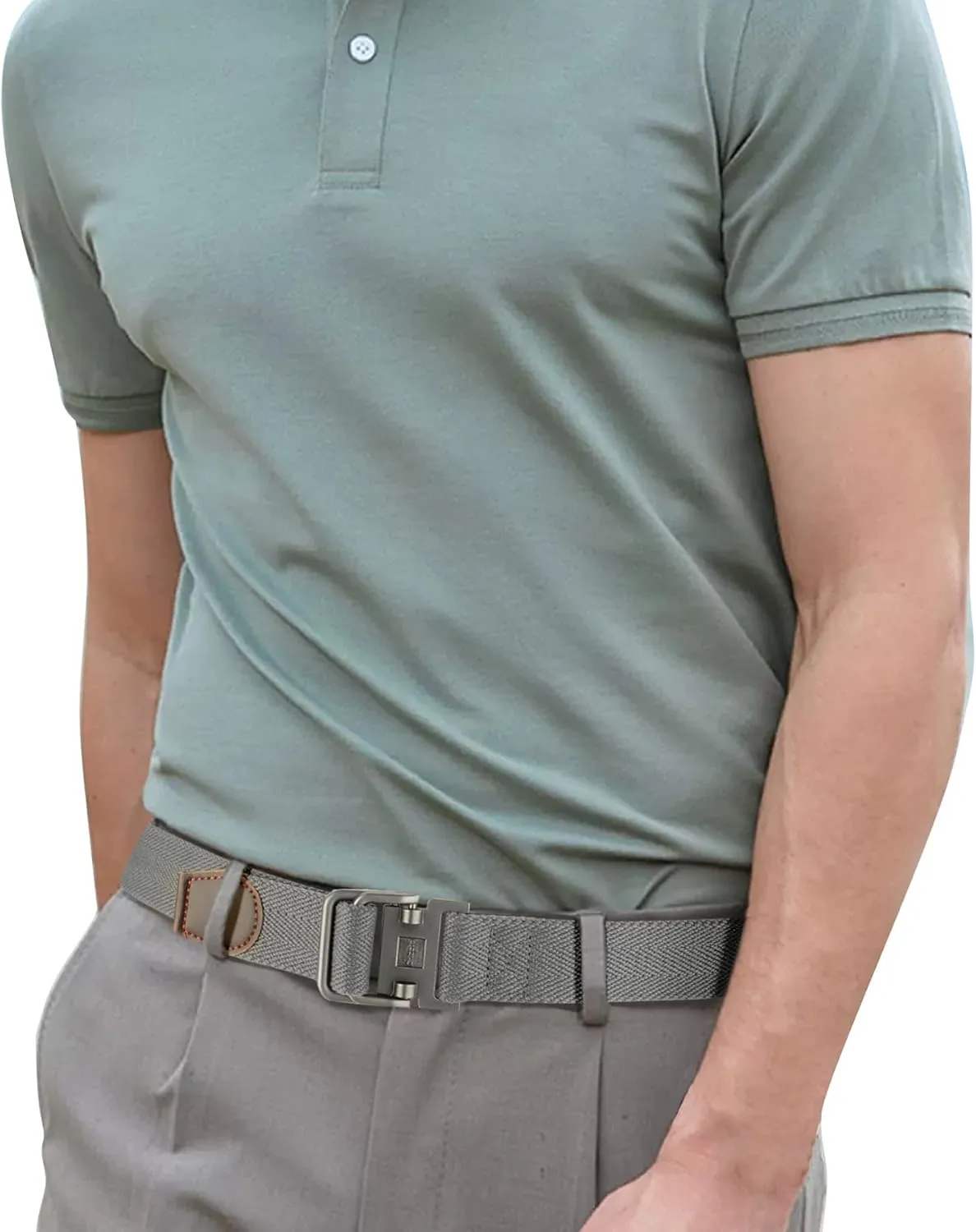 Plus Size 39-75'' Mens Belt Double Ring Canvas Web Fabric Belt Casual Work Tactical Black