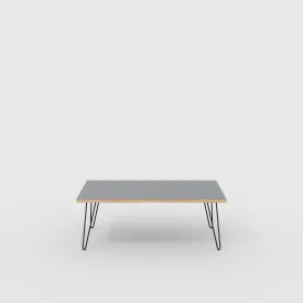 Plywood Coffee Table with Black Hairpin Legs - Formica Tornado Grey - 1200(w) x 600(d) x 425(h)