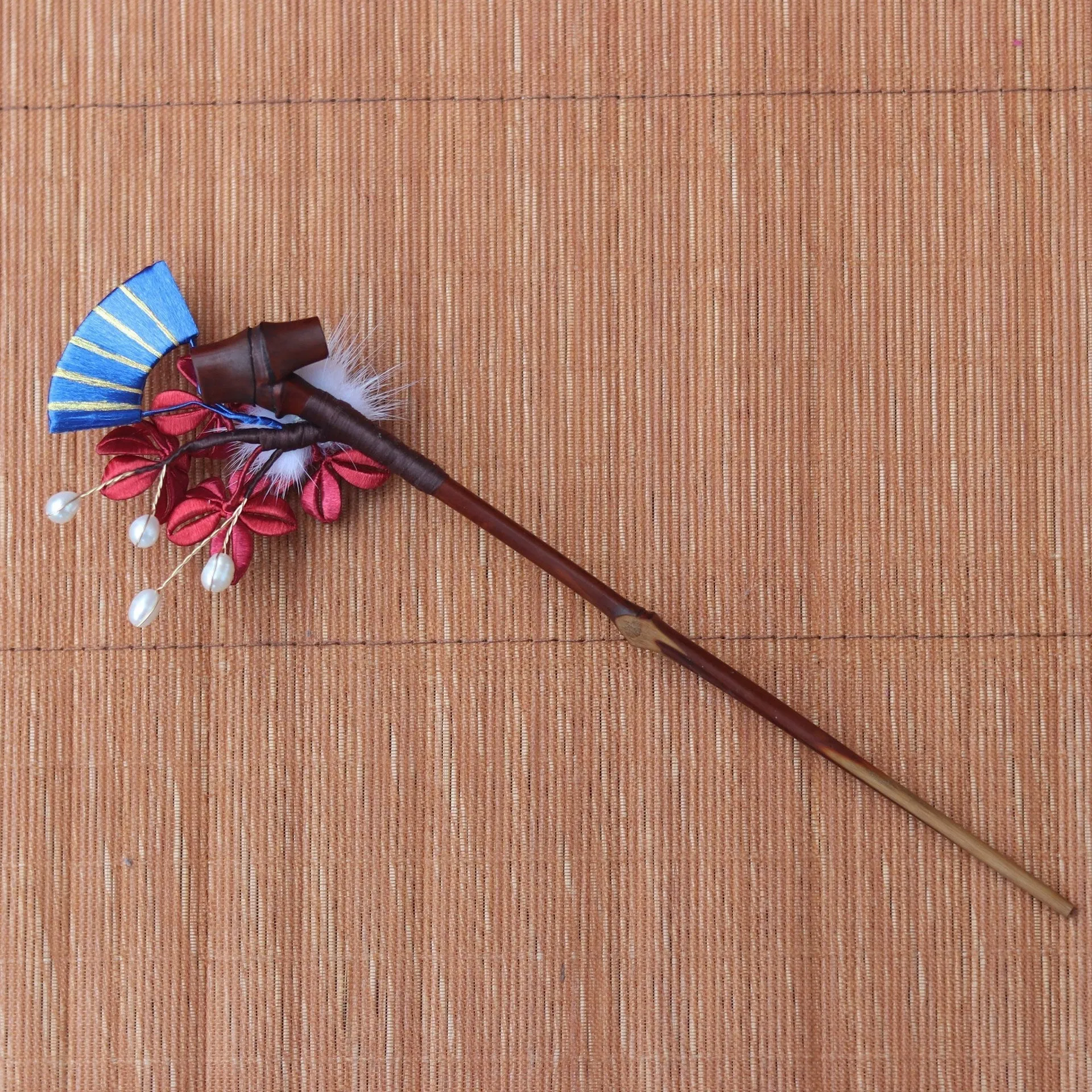Retro Pearl Rising Bamboo Tangled Plum Blossom Hairpin