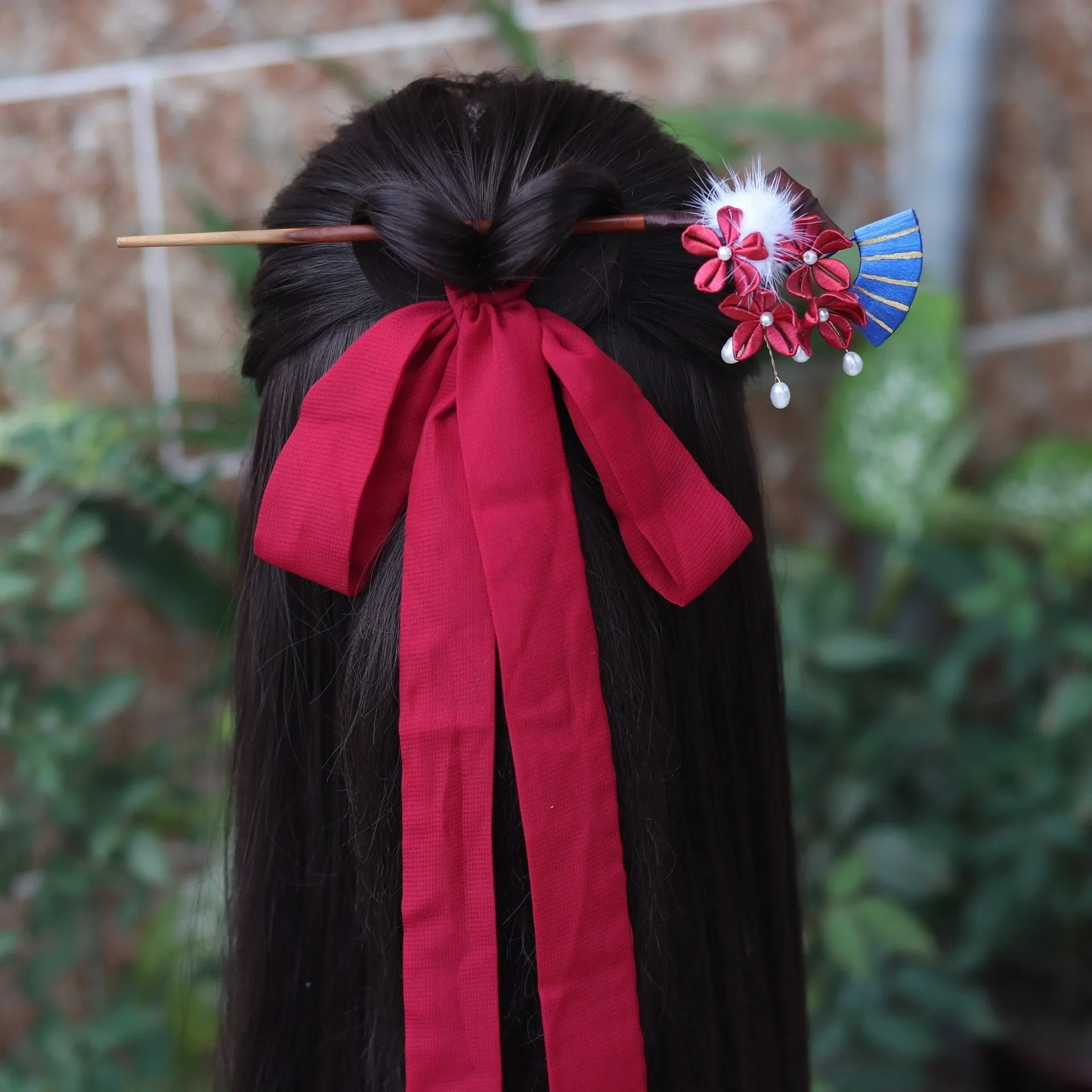 Retro Pearl Rising Bamboo Tangled Plum Blossom Hairpin