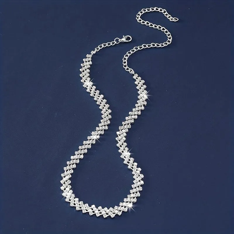 Retro Rhinestone Clavicle Chain
