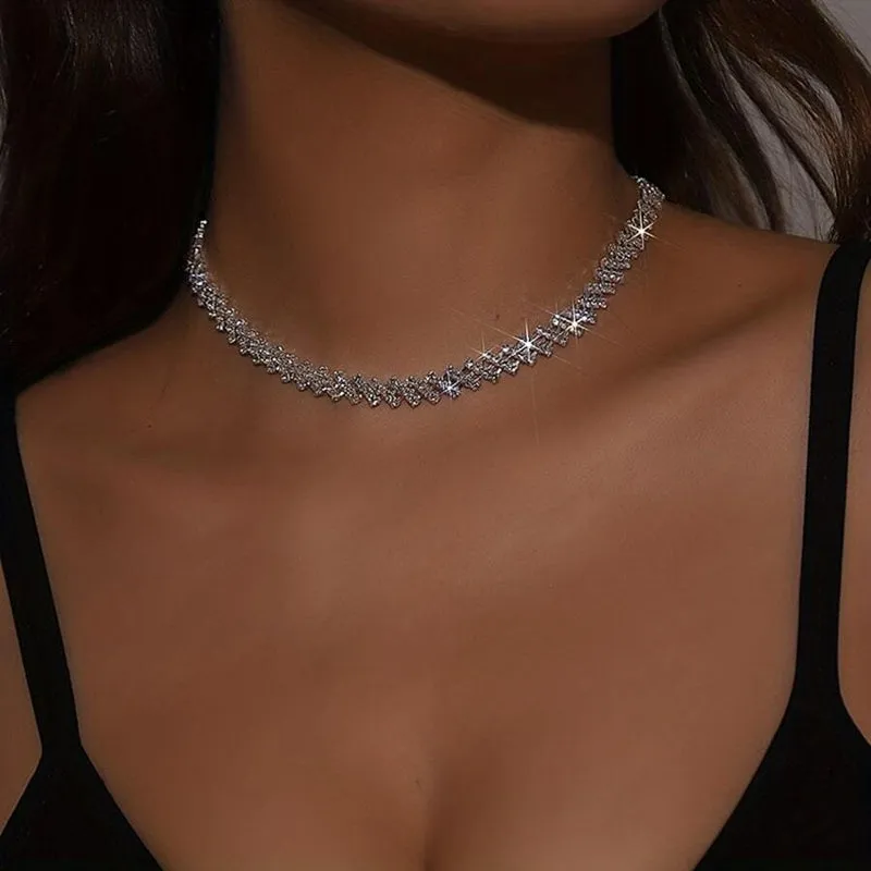 Retro Rhinestone Clavicle Chain