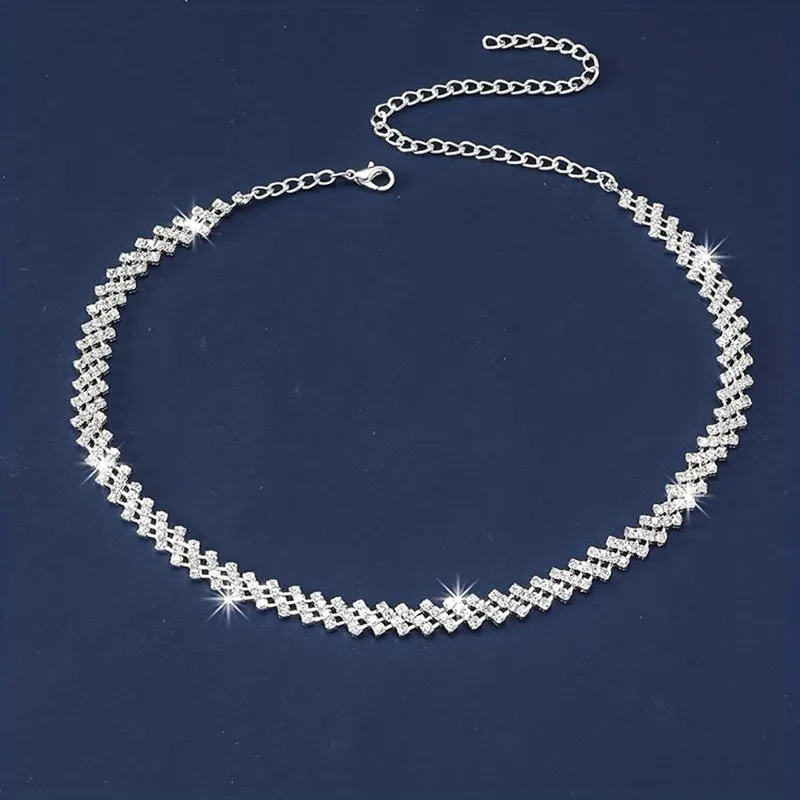 Retro Rhinestone Clavicle Chain