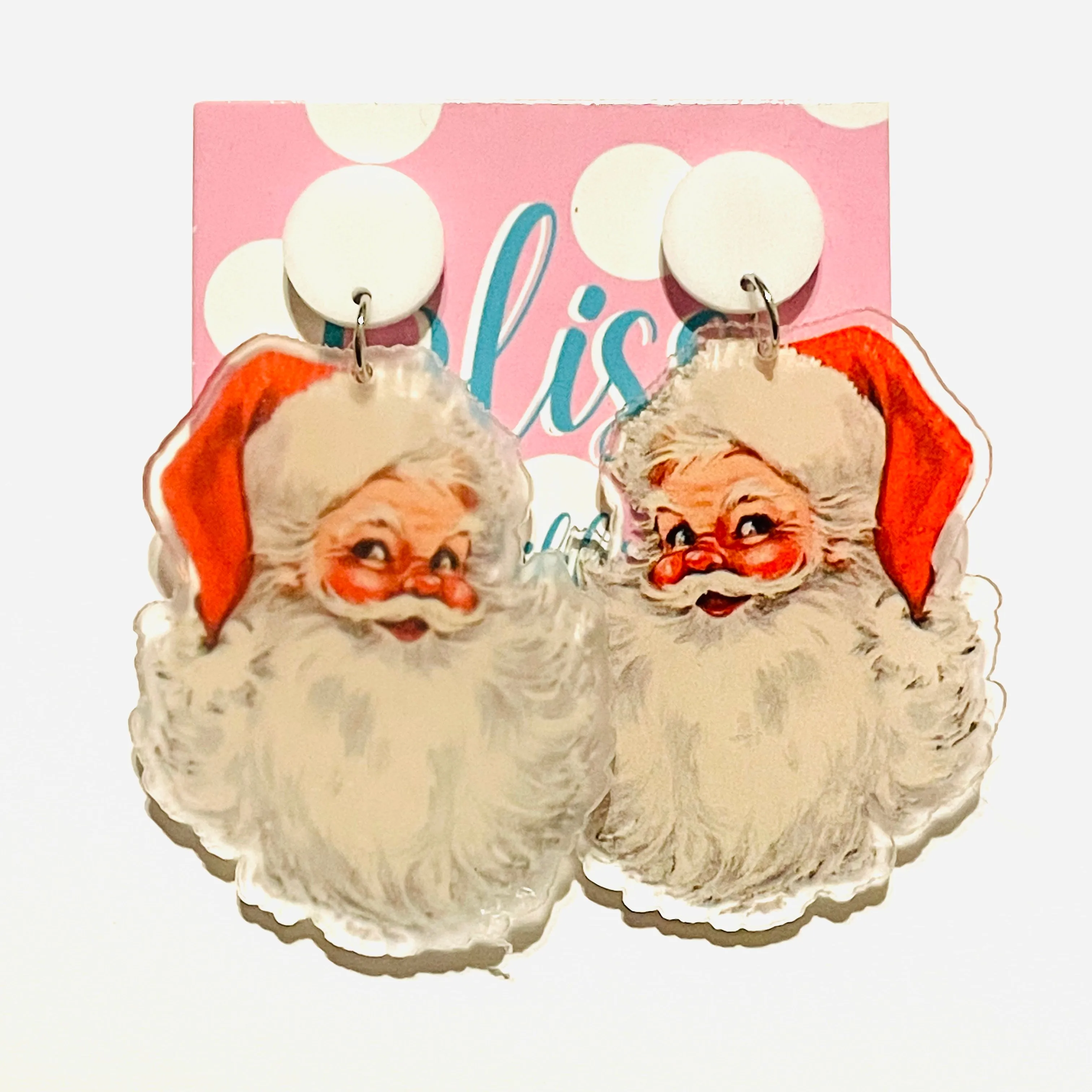 Rosy Vintage Santa Acrylic Statement Earrings