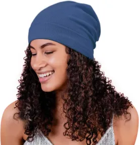 Satin Lined Skull Cap Slouchy Beanie Warm Knit Hat for Locs, Curls