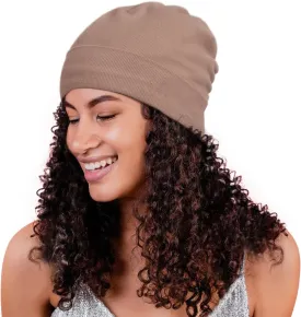 Satin Lined Skull Cap Slouchy Beanie Warm Knit Hat for Locs, Curls
