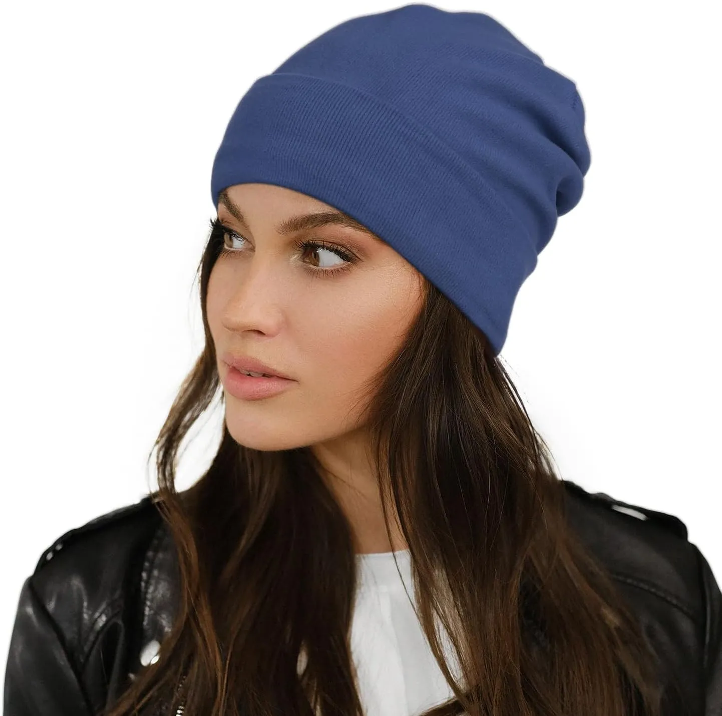 Satin Lined Skull Cap Slouchy Beanie Warm Knit Hat for Locs, Curls