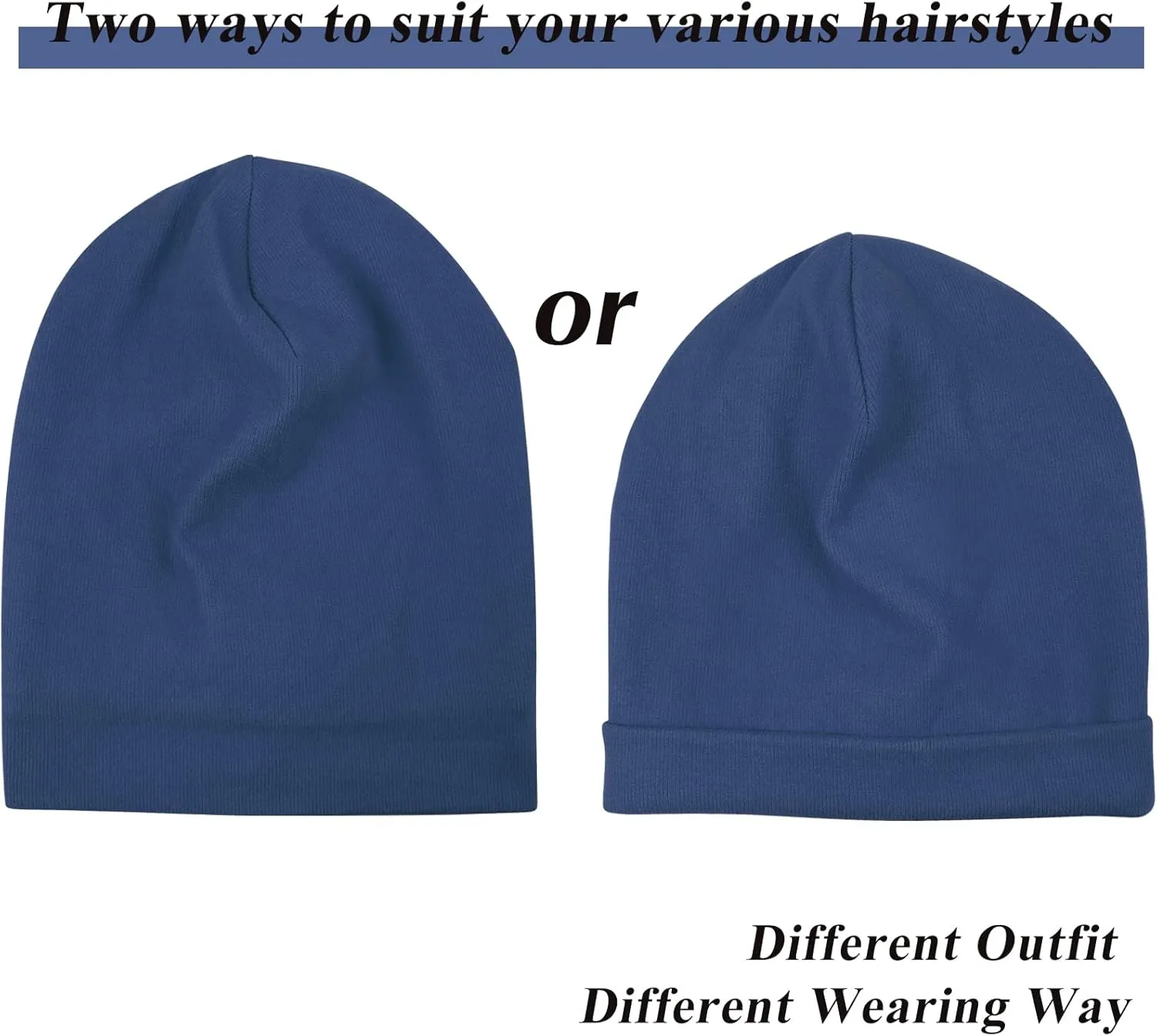 Satin Lined Skull Cap Slouchy Beanie Warm Knit Hat for Locs, Curls