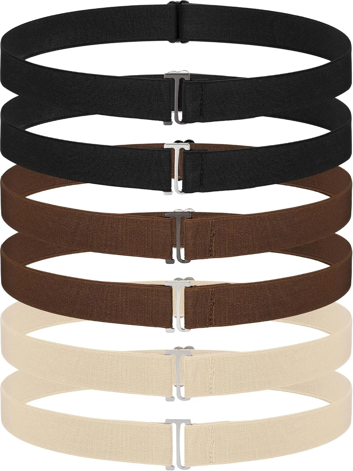 SATINIOR 6 Pcs Women No Show Invisible Belt Stretch Elastic Women Flat Buckle Belt for Jeans Pants Dresses