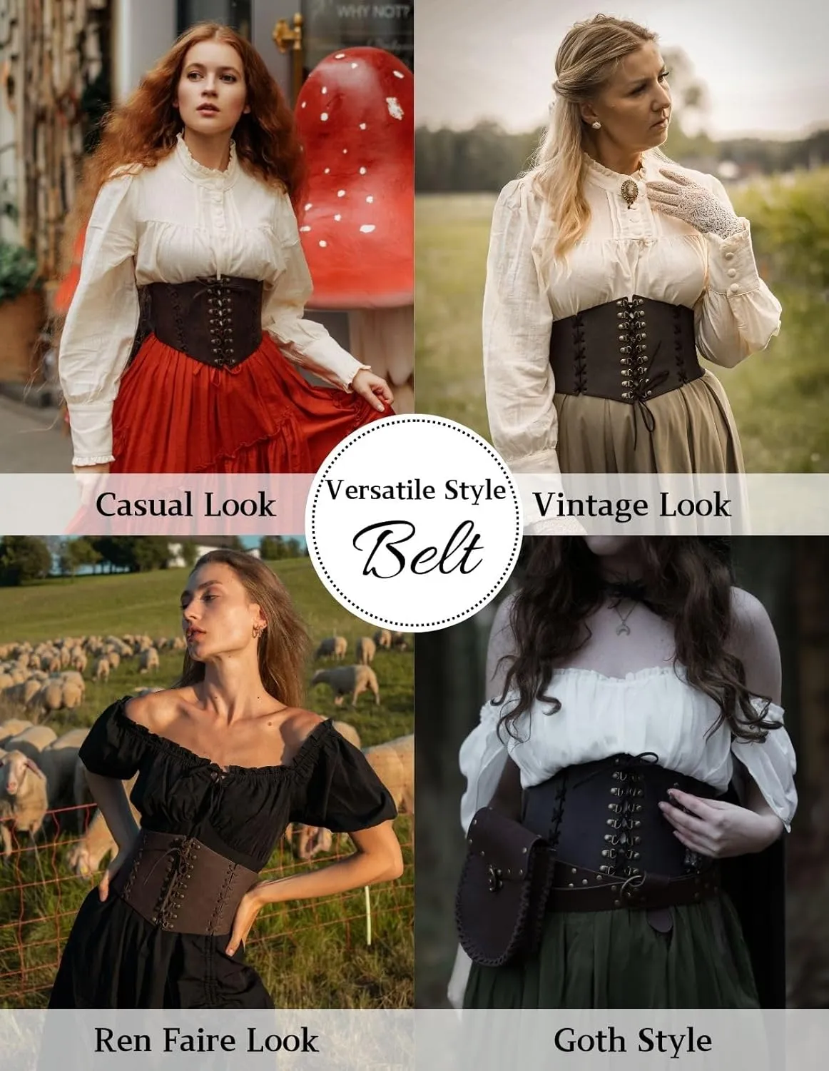 Scarlet Darkness Women Wide Belt Elastic Waist Belt Lace-up Corset Belts for Dress