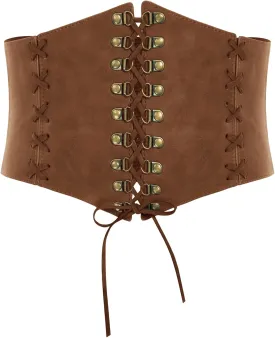 Scarlet Darkness Women Wide Belt Elastic Waist Belt Lace-up Corset Belts for Dress