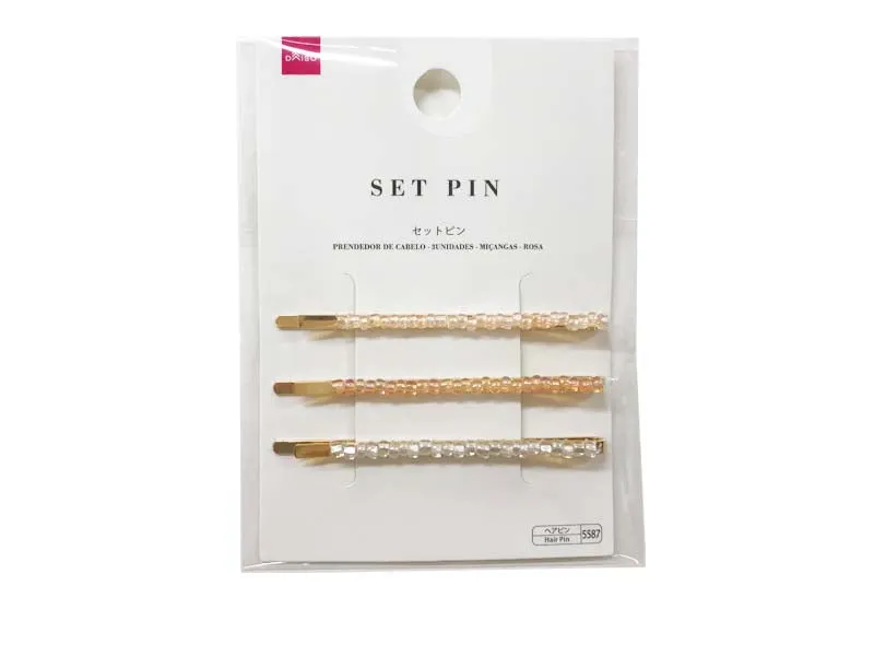Set Pin - 3pcs Beads Pink -