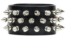 Snap Bracelet With 3 Row  Spikes