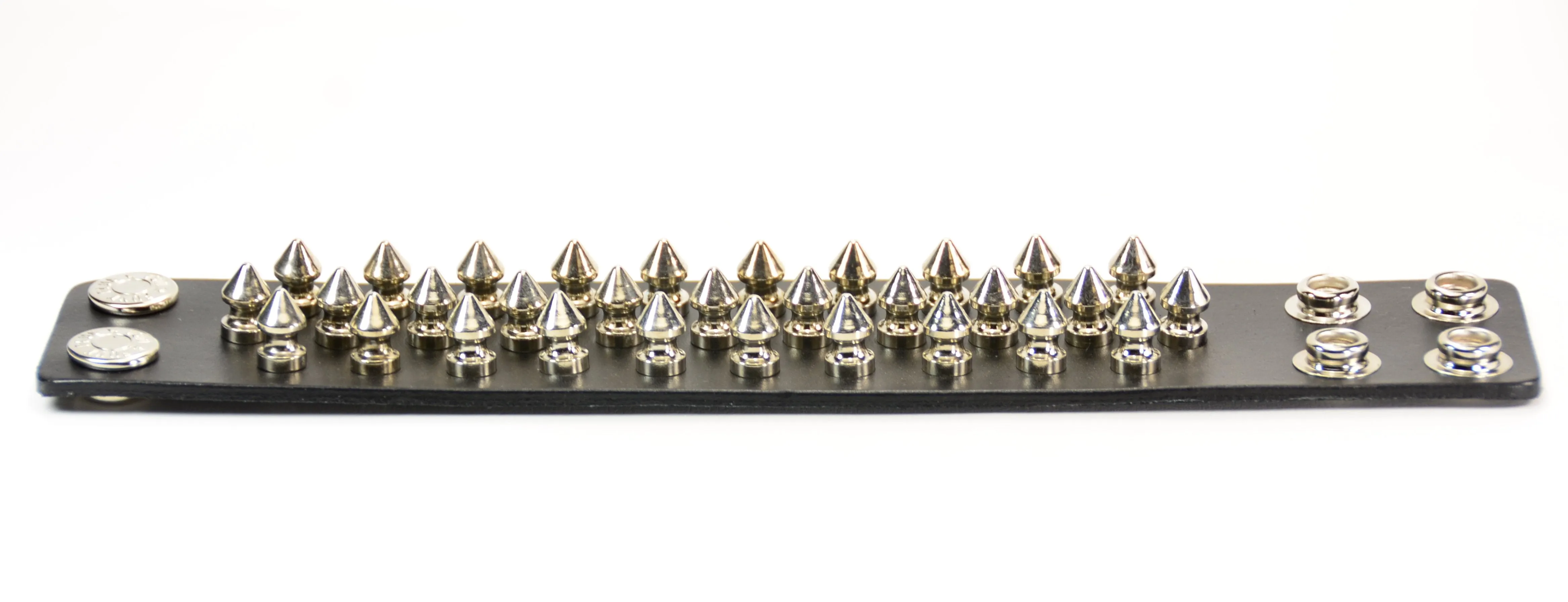 Snap Bracelet With 3 Row  Spikes