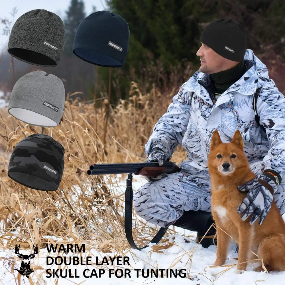 Softshell Winter Fleece Lined Beanie Hats, 9" Running Skull Cap Thermal Tactical Watch Cap Men Women