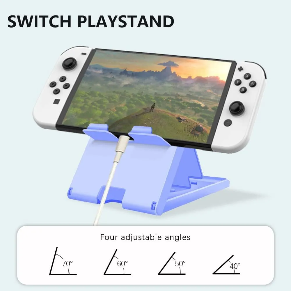 Stand Compatible with Nintendo Switch, Adjustable Switch Playstand, Foldable Phone Stand for Desk, Compact & Portable Switch Holder Accessories (Purple)