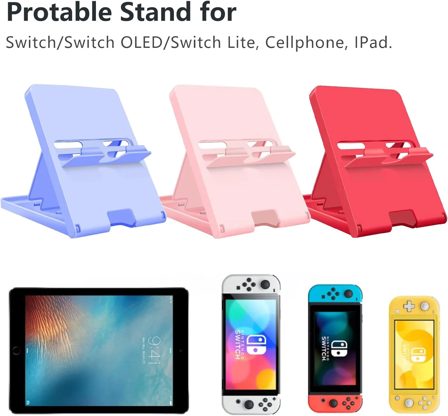 Stand Compatible with Nintendo Switch, Adjustable Switch Playstand, Foldable Phone Stand for Desk, Compact & Portable Switch Holder Accessories (Purple)