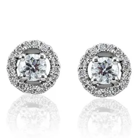 Steffans RBC Diamond Micro Set Frame Platinum Cluster Stud Earrings (0.20cts)