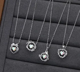 Sterling silver smart love magic apple necklace women's colorful zircon beating heart clavicle chain versatile jewelry