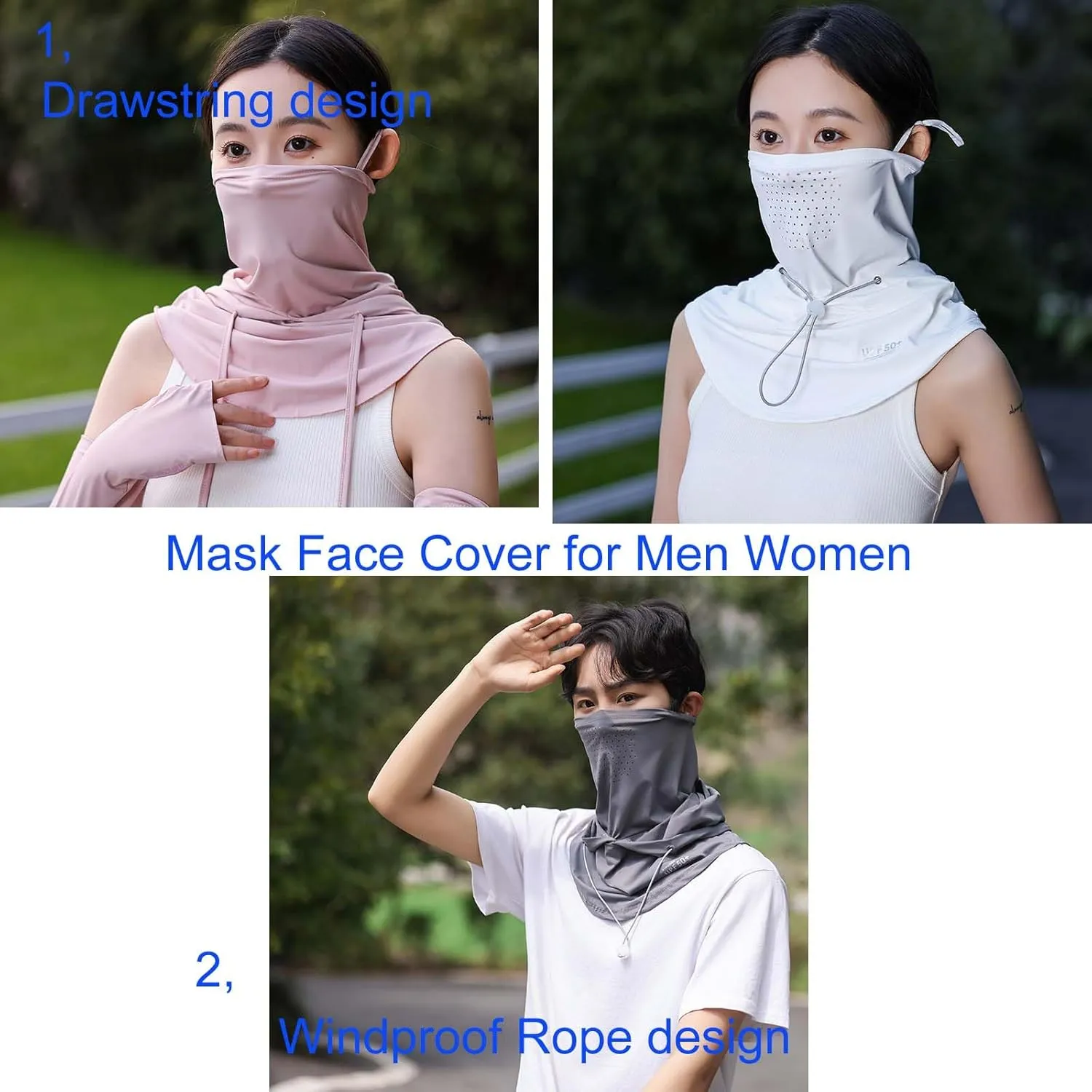 Summer Balaclava Hat Face Mask with Neck Guard UV Protection Full Head Mask for Men Women Fishing Cycling