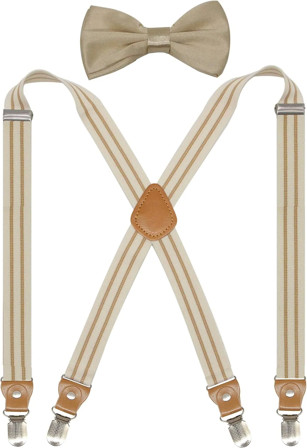 Suspenders Men&Women Bowtie Set X Back Suspender For Wedding&Formal Events with 1 Inch Wide Elastic Braces