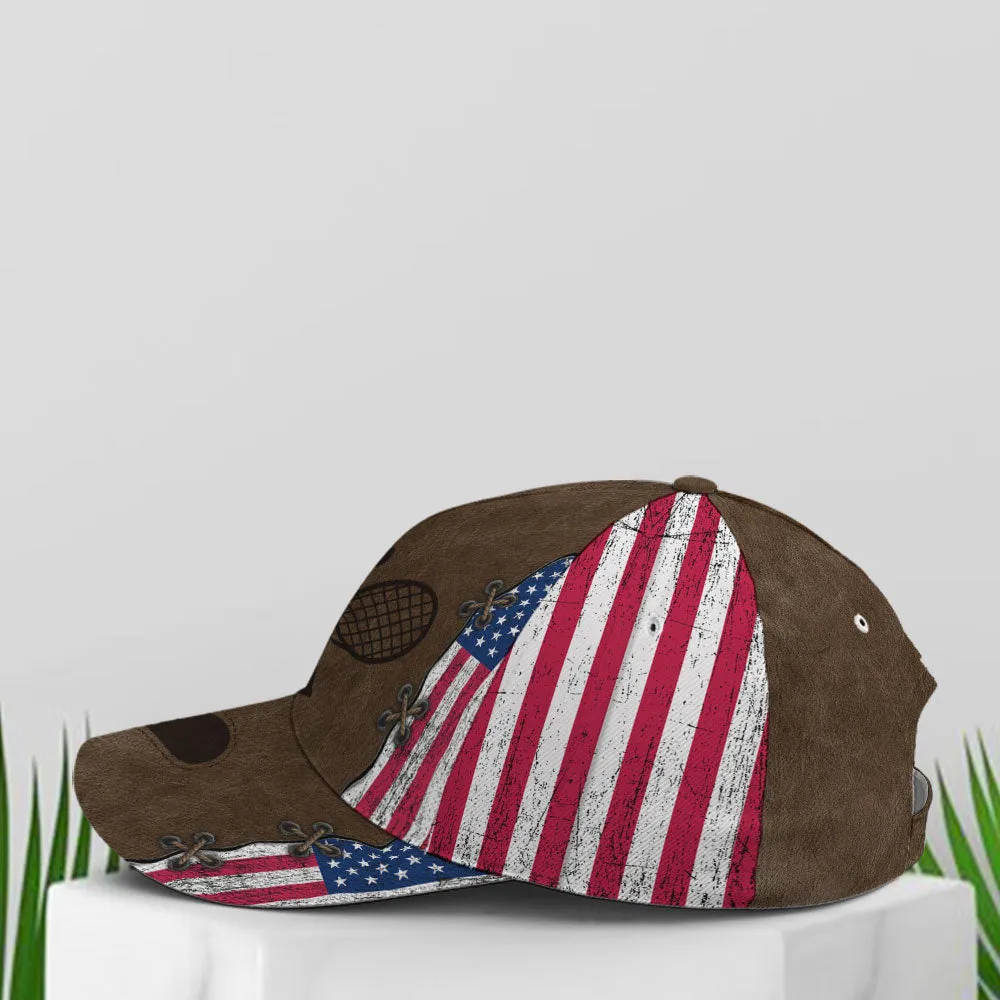 Tennis American Flag Leather Style Baseball Cap Coolspod