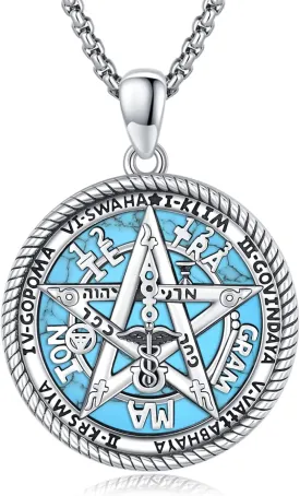 Tetragrammaton Necklace 925 Sterling Silver Pentagram Necklace for Men Women Amulet Energy Pendant Amulet Jewelry Gifts