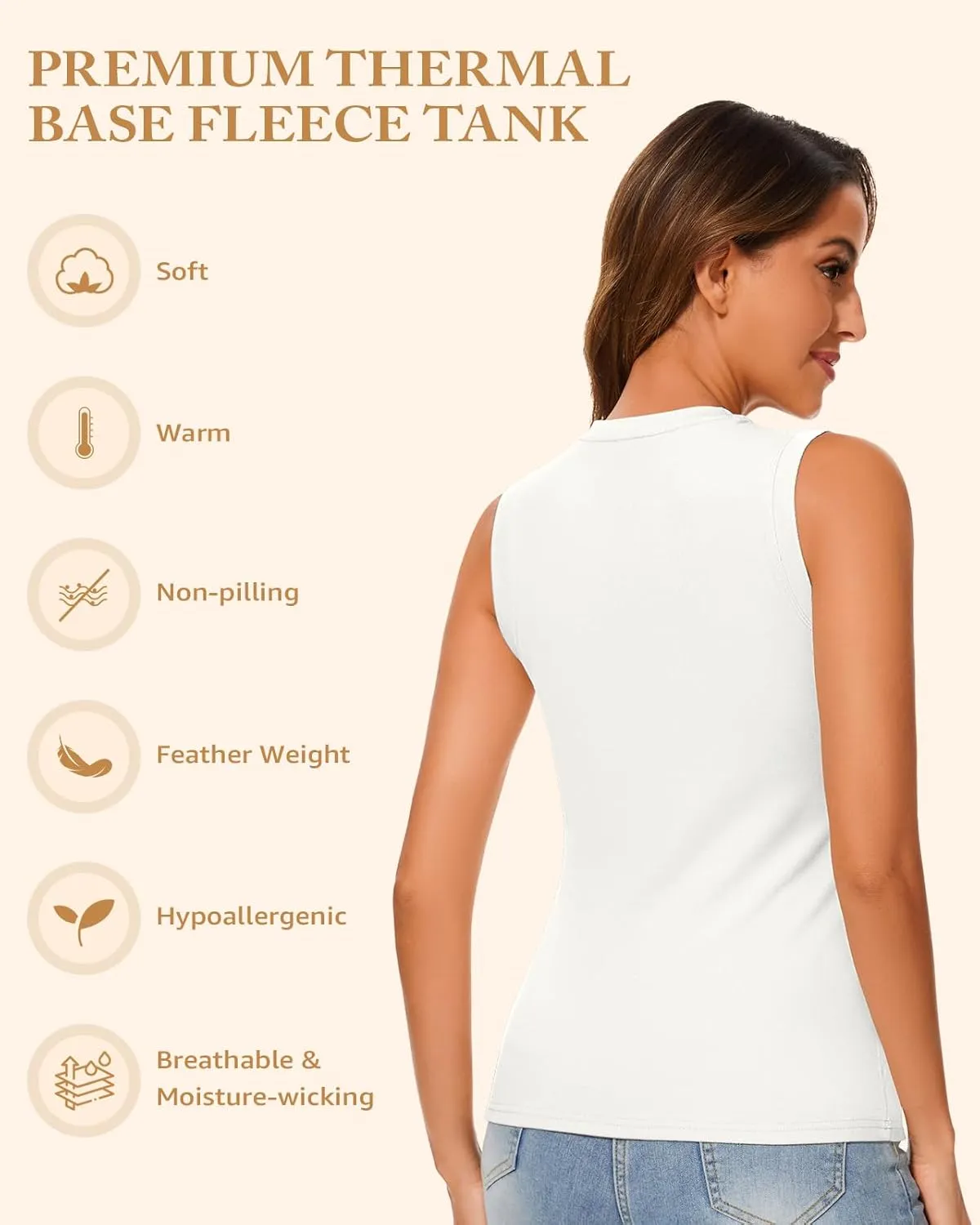 Thermal Tank Top Fleece Lined Shirt Camisole Sleeveless Thermal Top Vest Warm Undershirt Base Layer Women Cold Weather