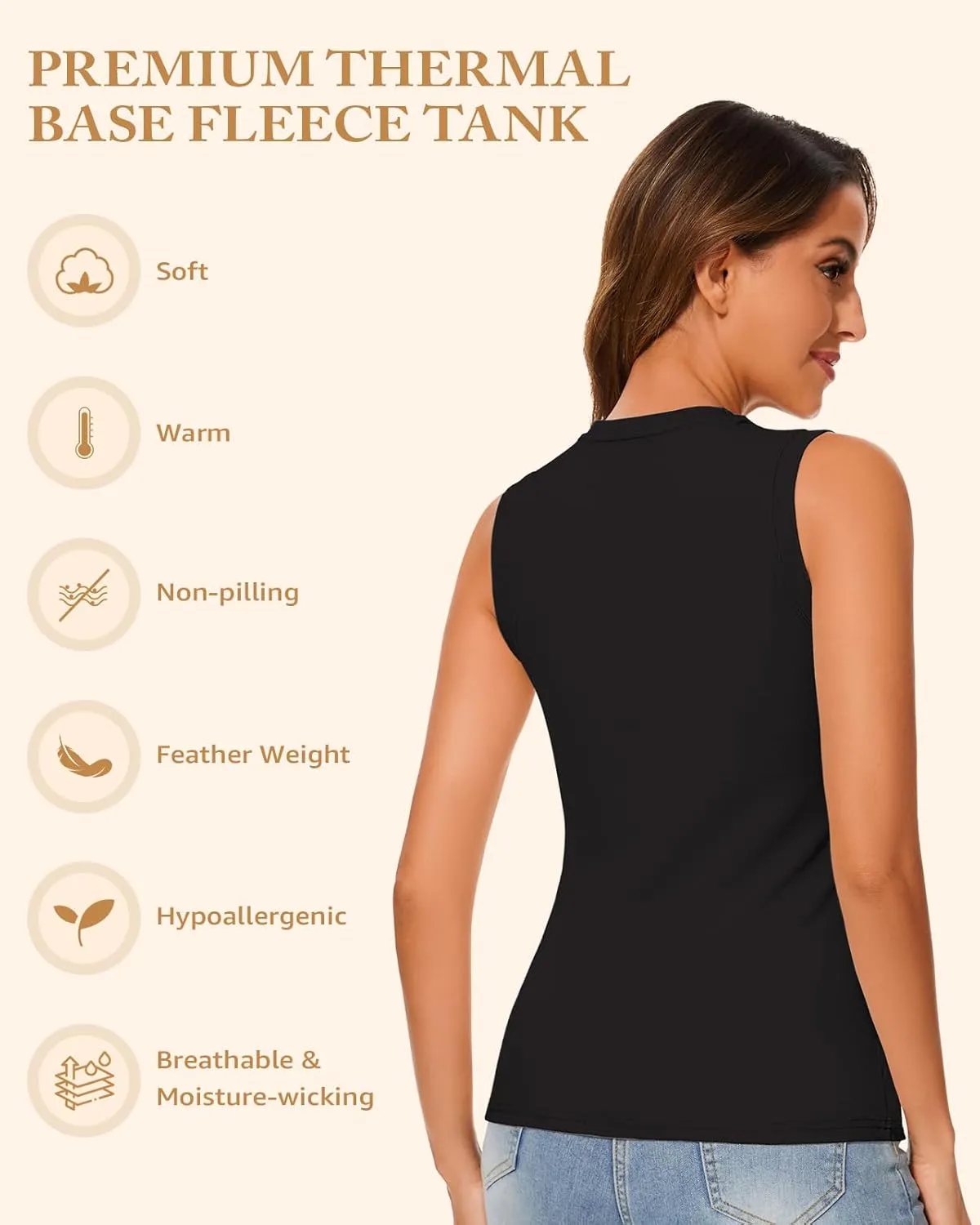 Thermal Tank Top Fleece Lined Shirt Camisole Sleeveless Thermal Top Vest Warm Undershirt Base Layer Women Cold Weather