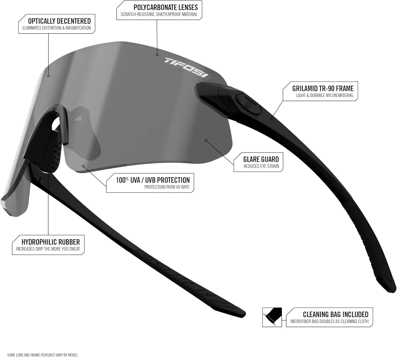 Tifosi Vogel SL Sport Sunglasses Men & Women - Ideal For Baseball, Cycling, Cricket, Golf, Hiking, Running