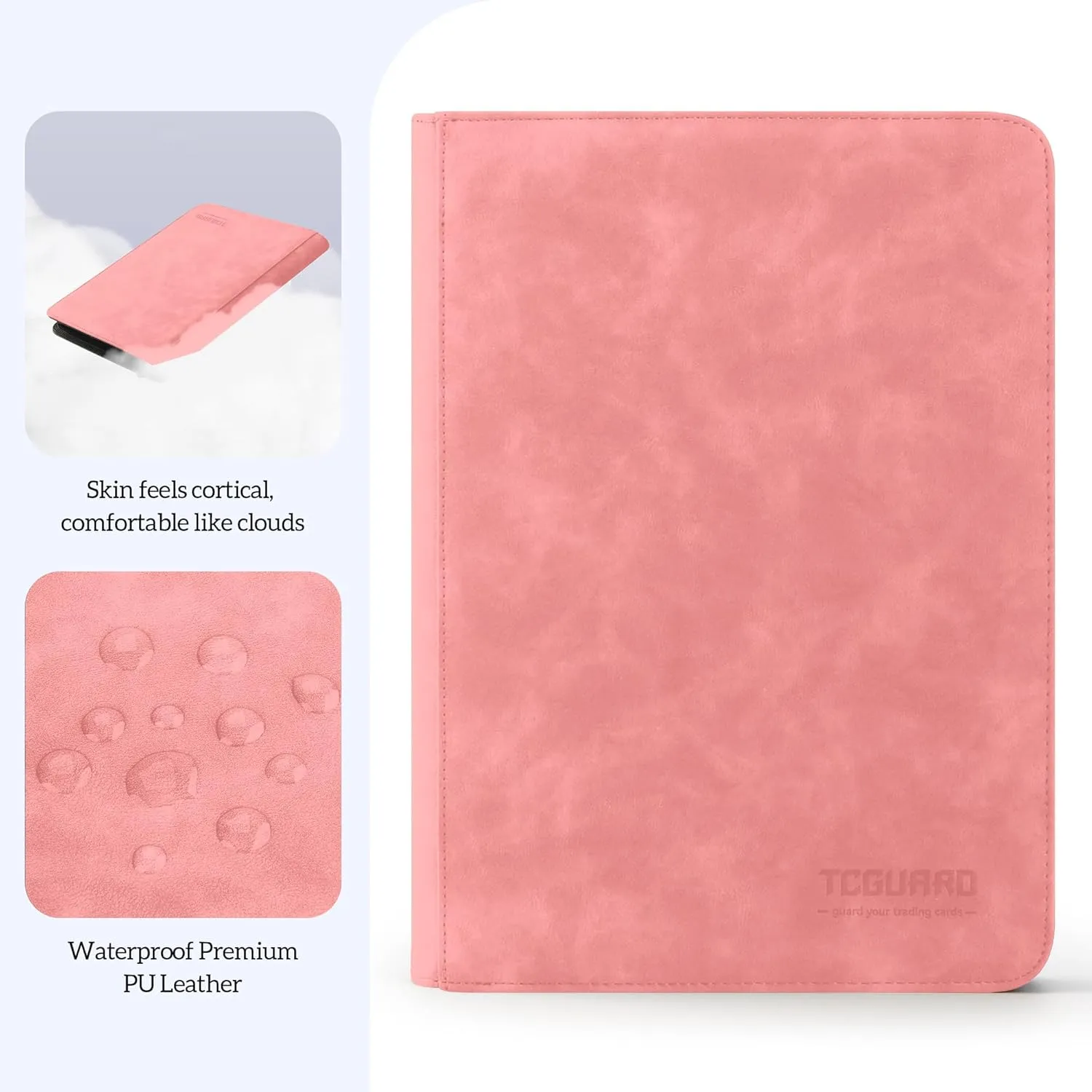 Trading Card Binder, 9 Side Loading Pocket Card Album Hold Up to 540 Cards, Zipper Binder for Cards Collection, TCG Card Holder for Game Card, Sports Card, Yugioh, MTG etc.Pink 9